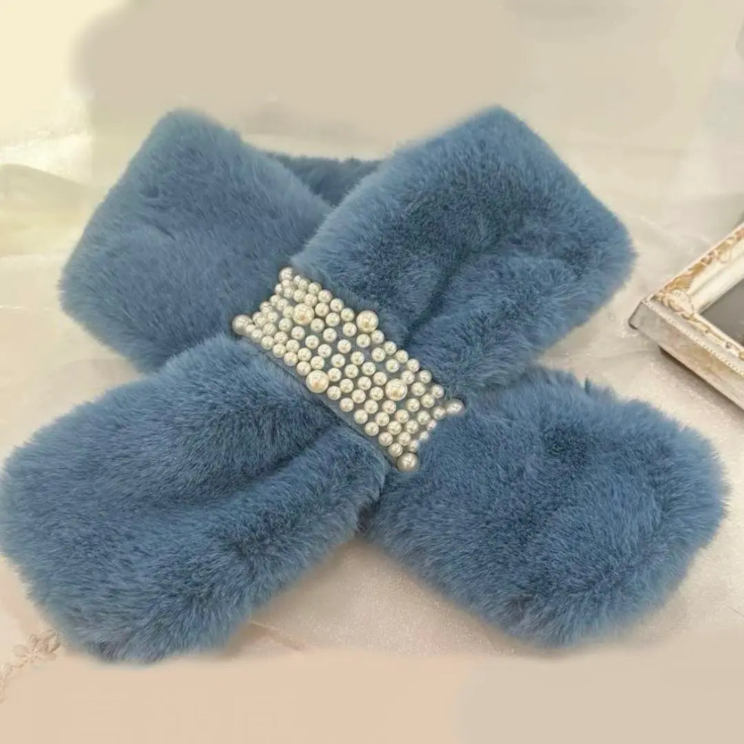 scarf present pearl fur cold warm wedding party