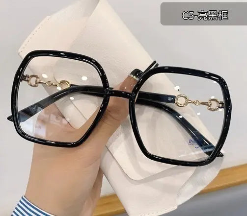 Black [Follow discount] Glasses Square Gold Clear Lens No Prescription Black