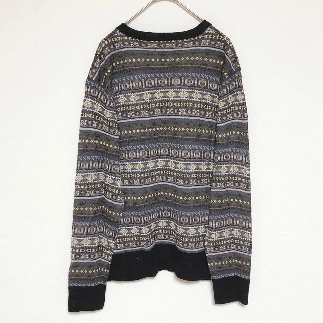 GRN (M) Stylish and warm | Fair Isle pattern cardigan, multi-color | ジーアールエヌ（M）オシャレで暖かい｜フェアアイル柄カーディガン　マルチカラー