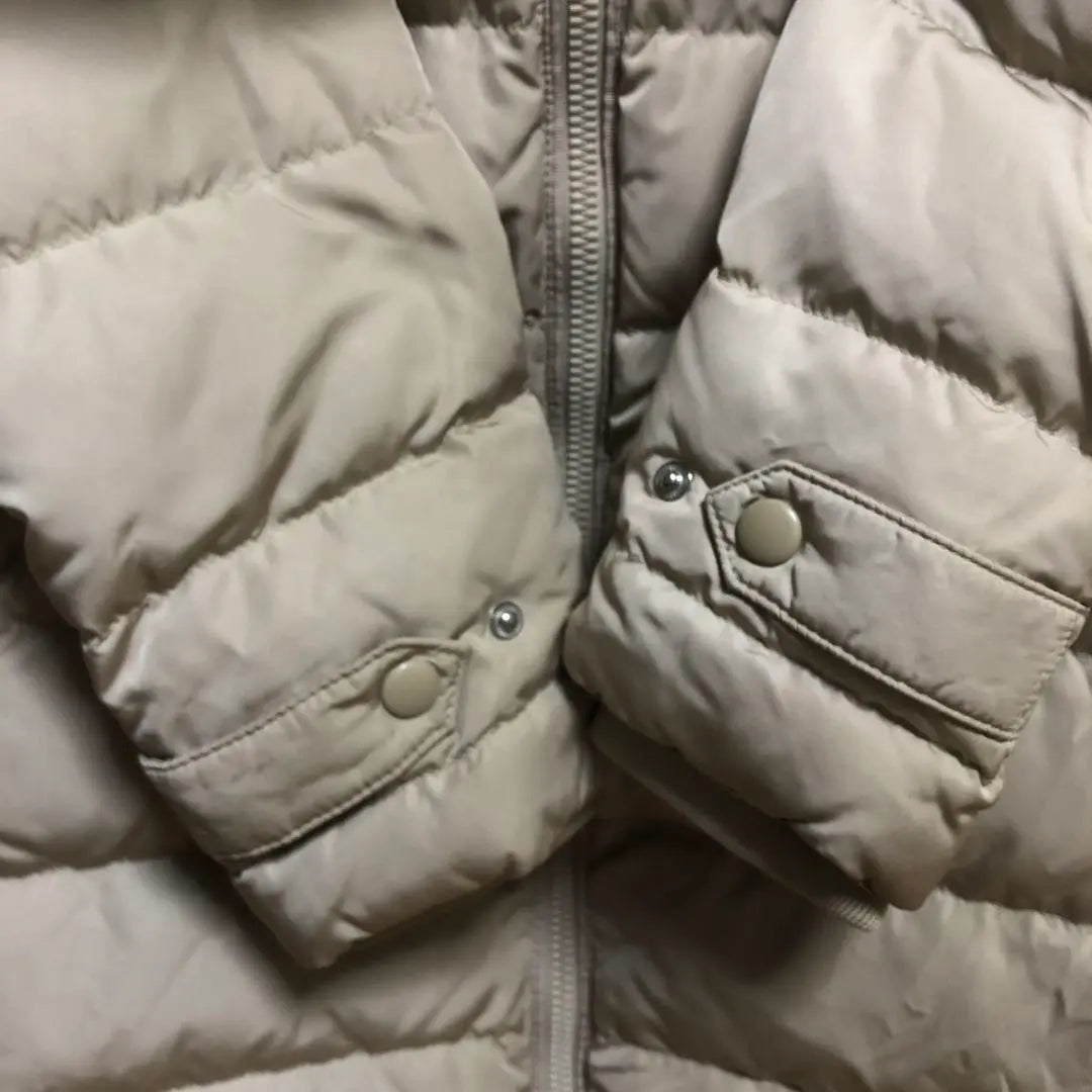 ZARA long sleeve down jacket double zip hood beige