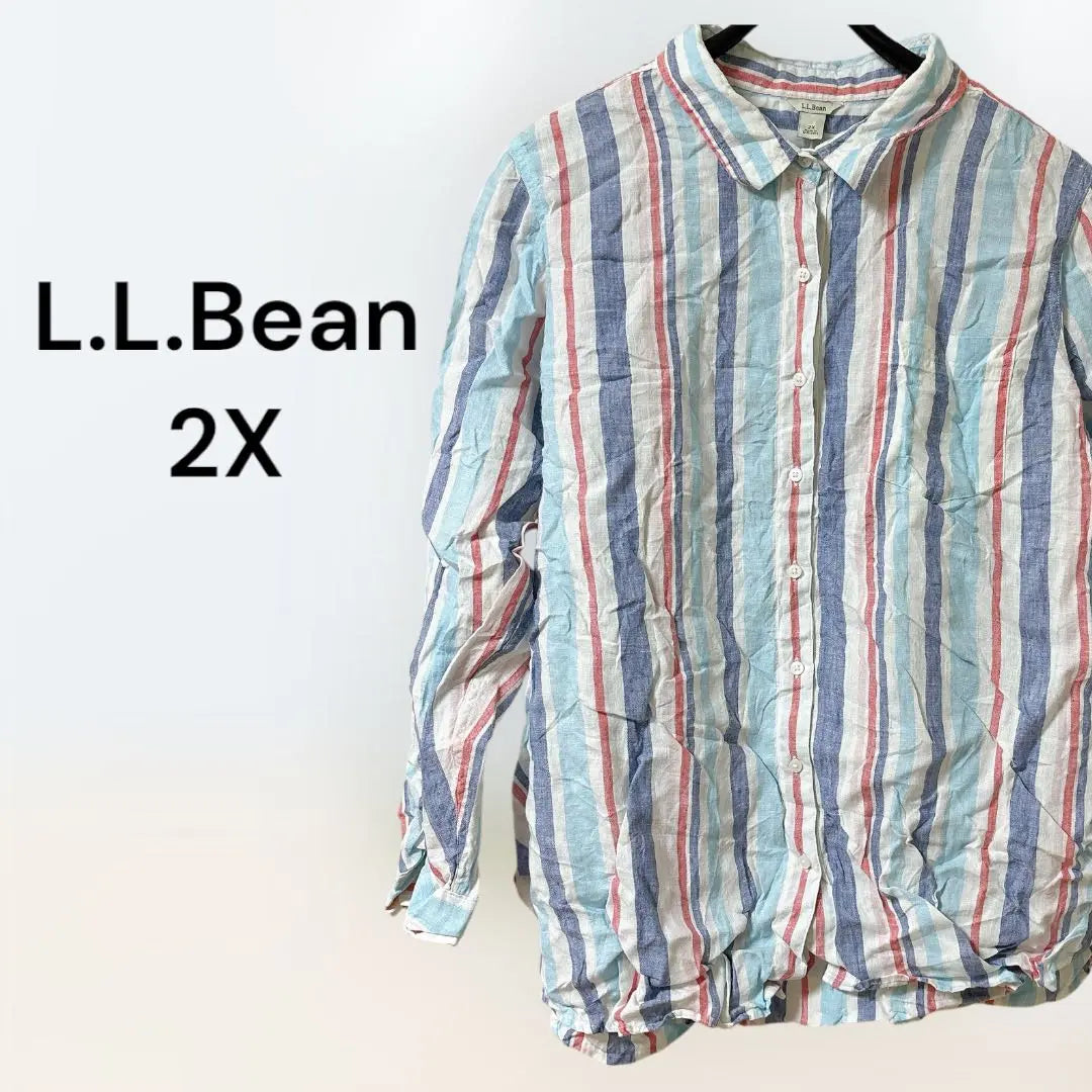 L.L.Bean Striped Shirt 2X Size American Old Clothes