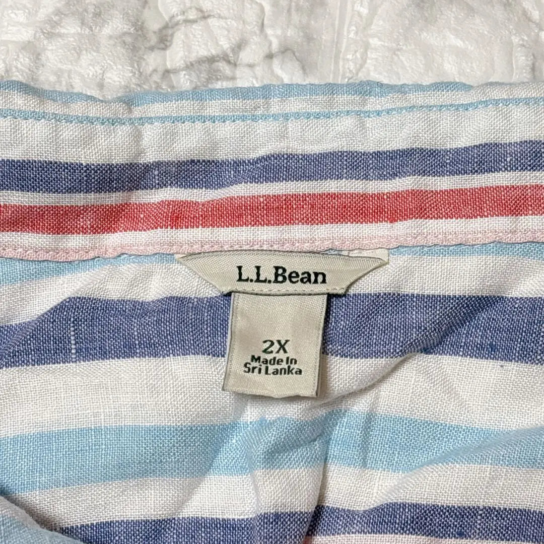 L.L.Bean Striped Shirt 2X Size American Old Clothes