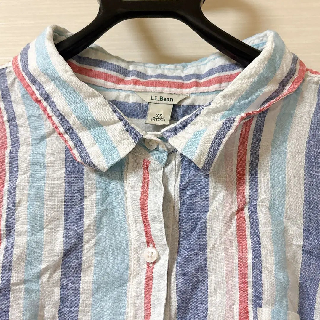 L.L.Bean Striped Shirt 2X Size American Old Clothes