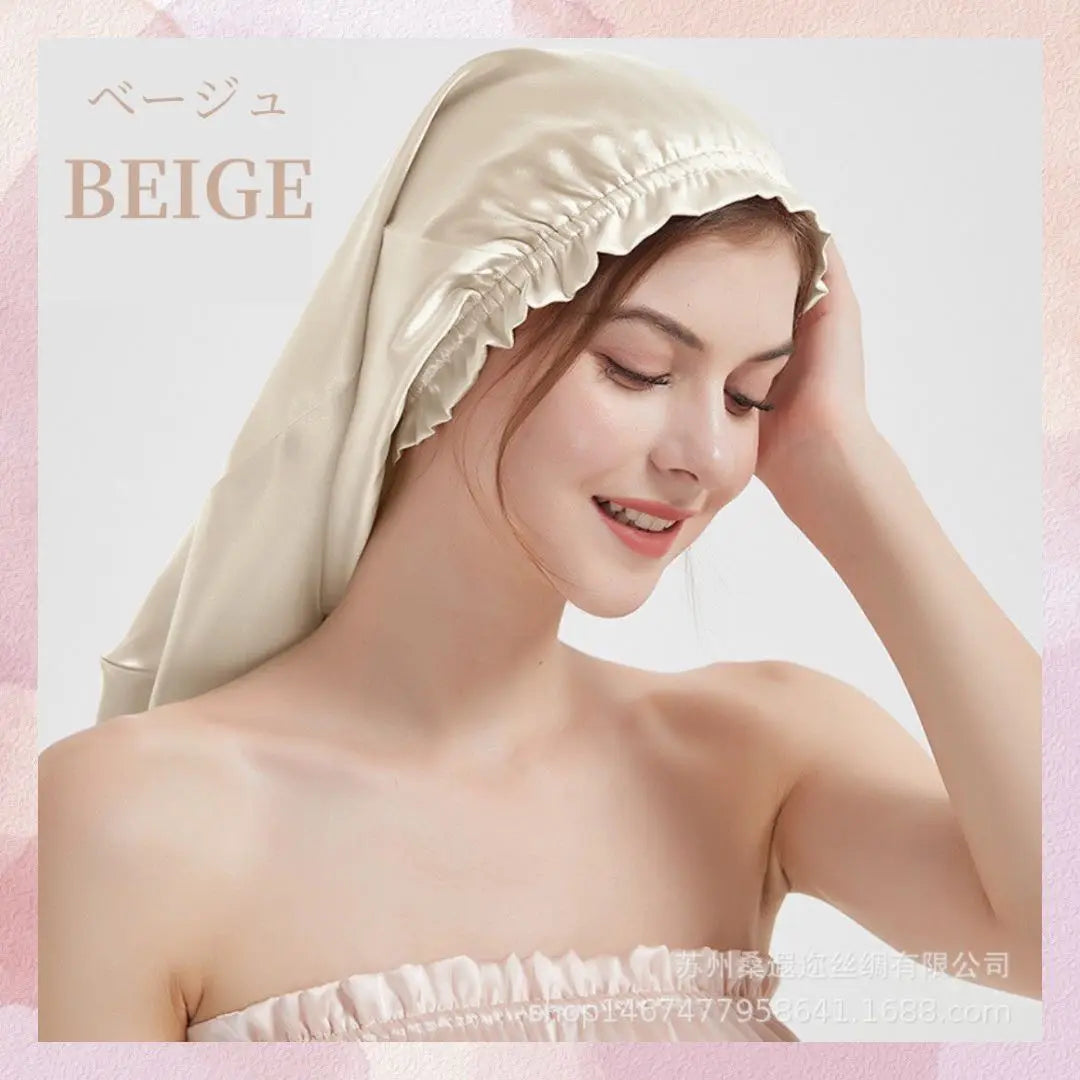 ♡ Night cap 100% silk beige hair care silk cap