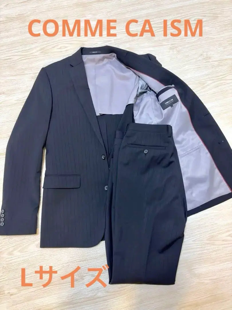 COMME CA ISM Men's Suit Setup Black Stripes Size L