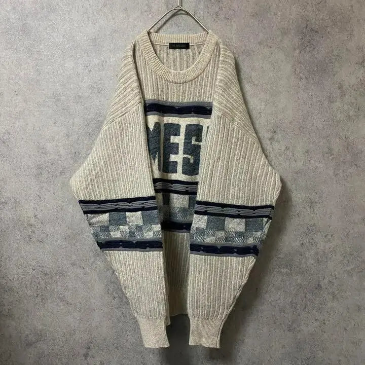 90S vintage patterned knit sweater mohair blend men's vintage clothing unique F4