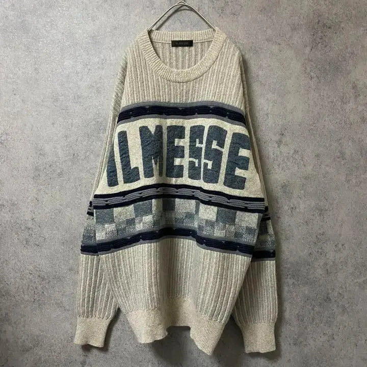 90S vintage patterned knit sweater mohair blend men's vintage clothing unique F4