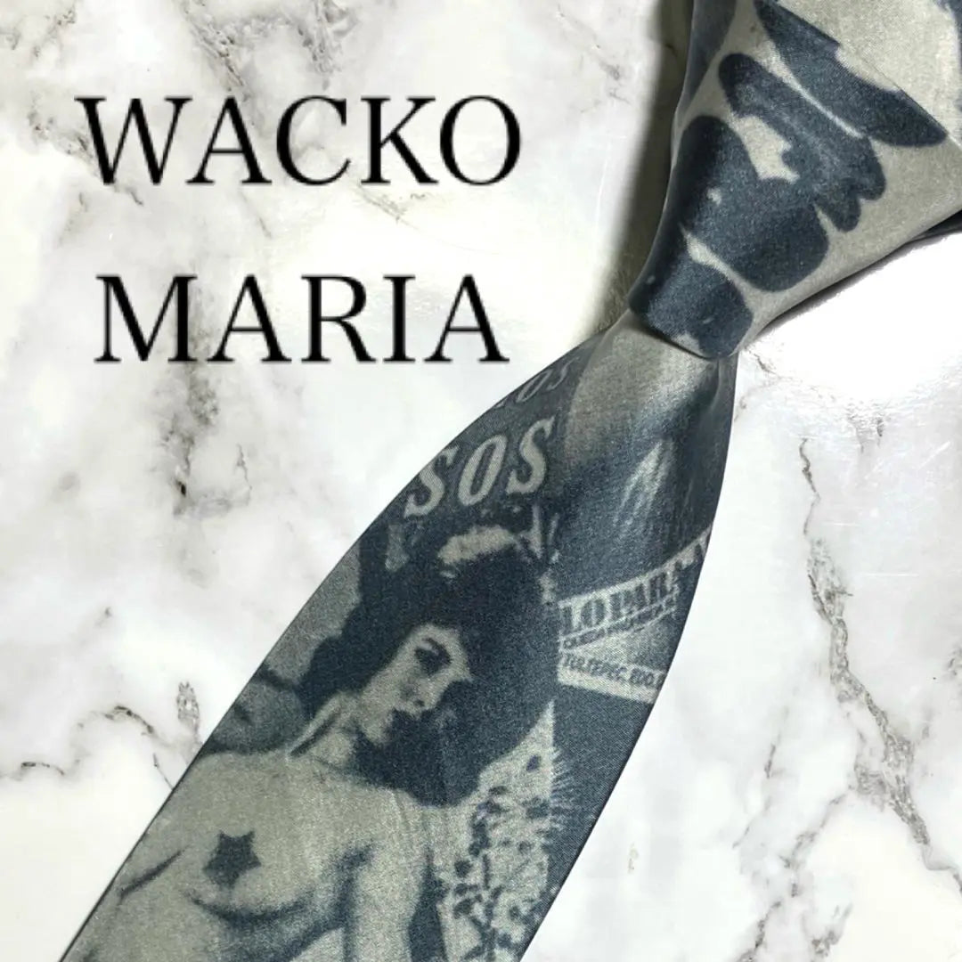 [Productos hermosos] WACKO Maria Wakomali Tie Blue Women Rare | 【美品】WACKO MARIA ワコマリア ネクタイ 青 女性 レア