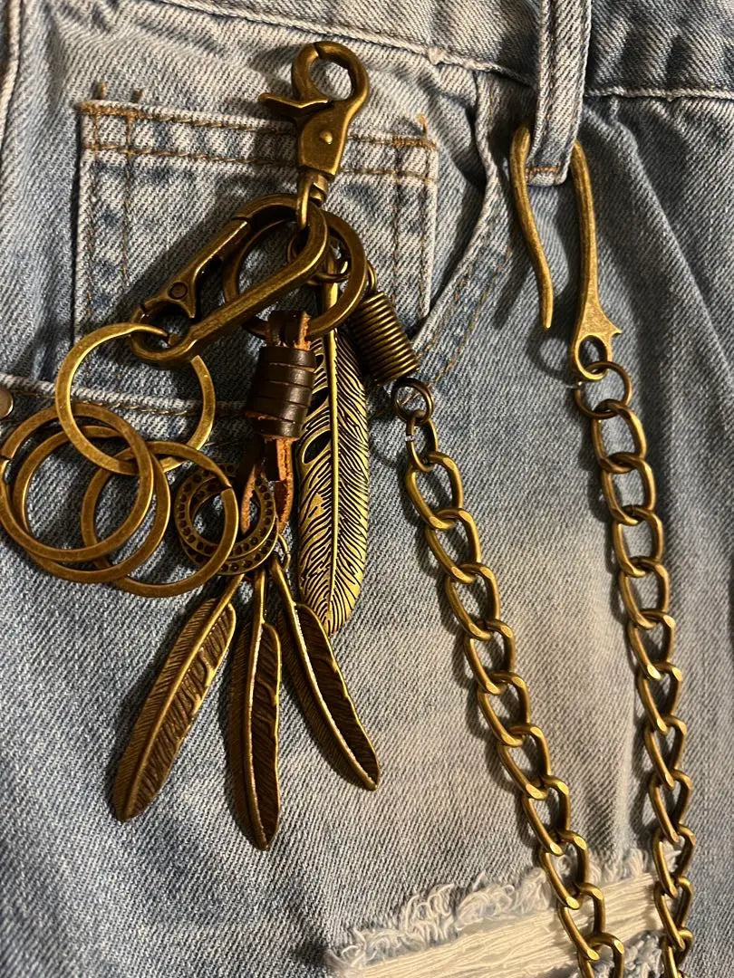 Wallet chain American casual vintage brass vintage vintage clothing carabiner