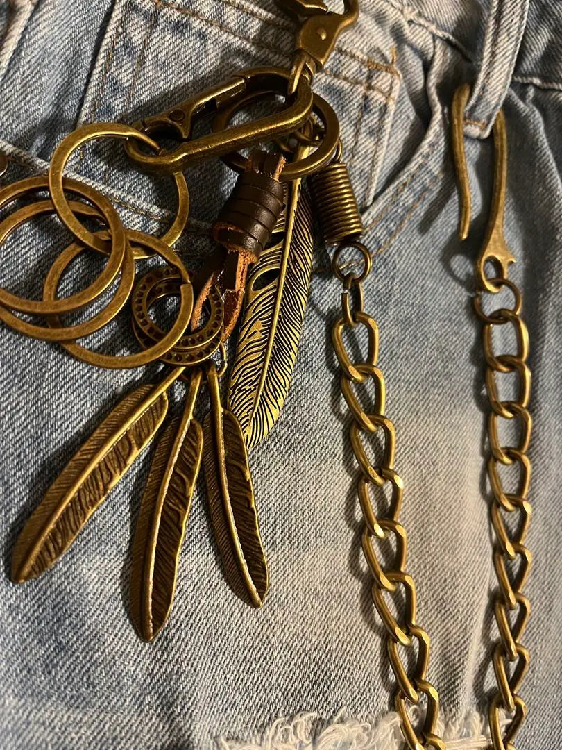 Wallet chain American casual vintage brass vintage vintage clothing carabiner