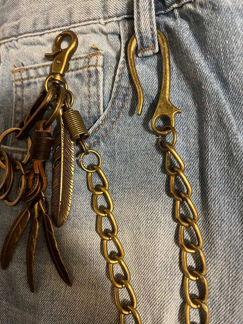 Wallet chain American casual vintage brass vintage vintage clothing carabiner