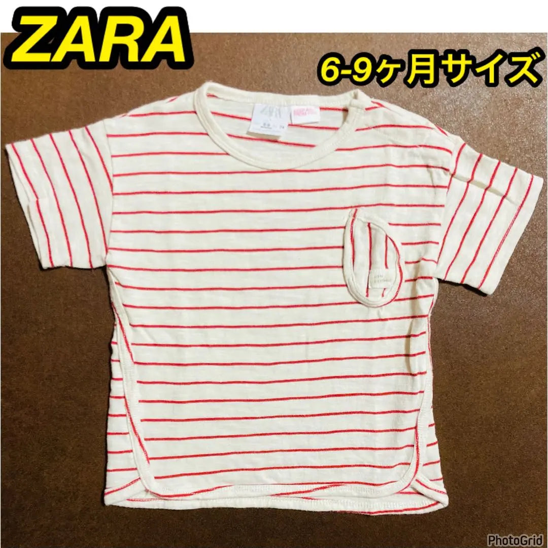 Set of 2, 6-9 months size, ZARA T-shirt, short sleeve, striped animal, white