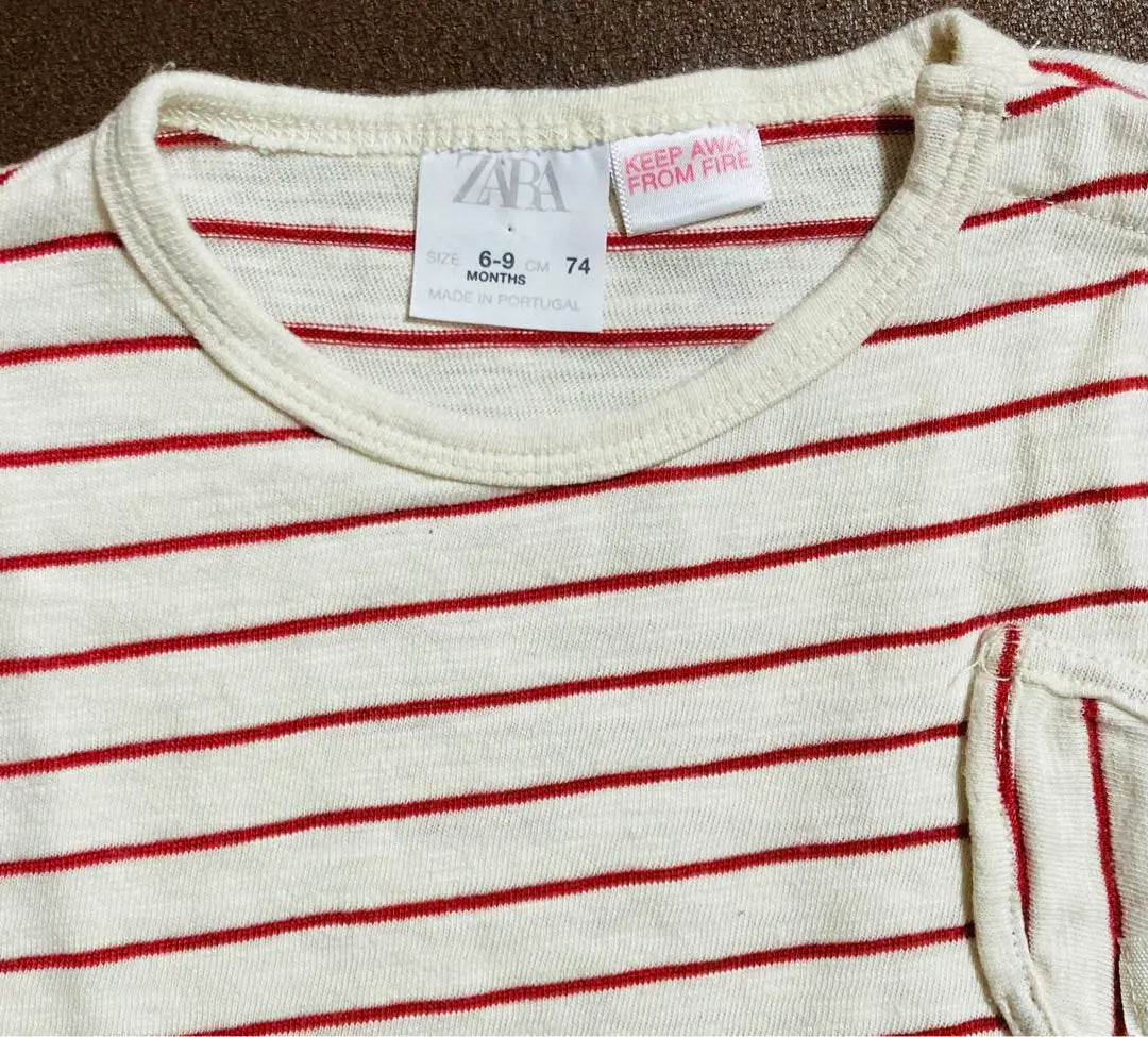 Set of 2, 6-9 months size, ZARA T-shirt, short sleeve, striped animal, white