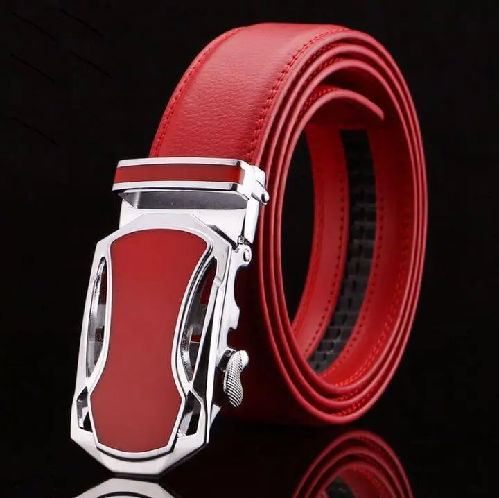 Red Auto Lock Belt Men's Casual Women's Red Leather Stylish Z6 | レッドオートロックベルトメンズ カジュアルレディース赤レザーおしゃれz6