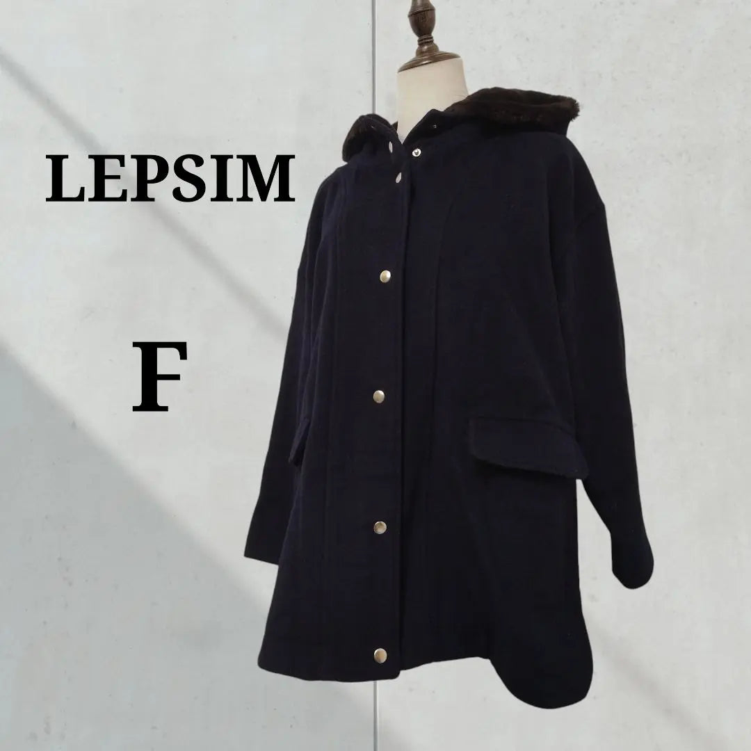 [Repsim] Hooded box coat, gold button, loose, casual navy