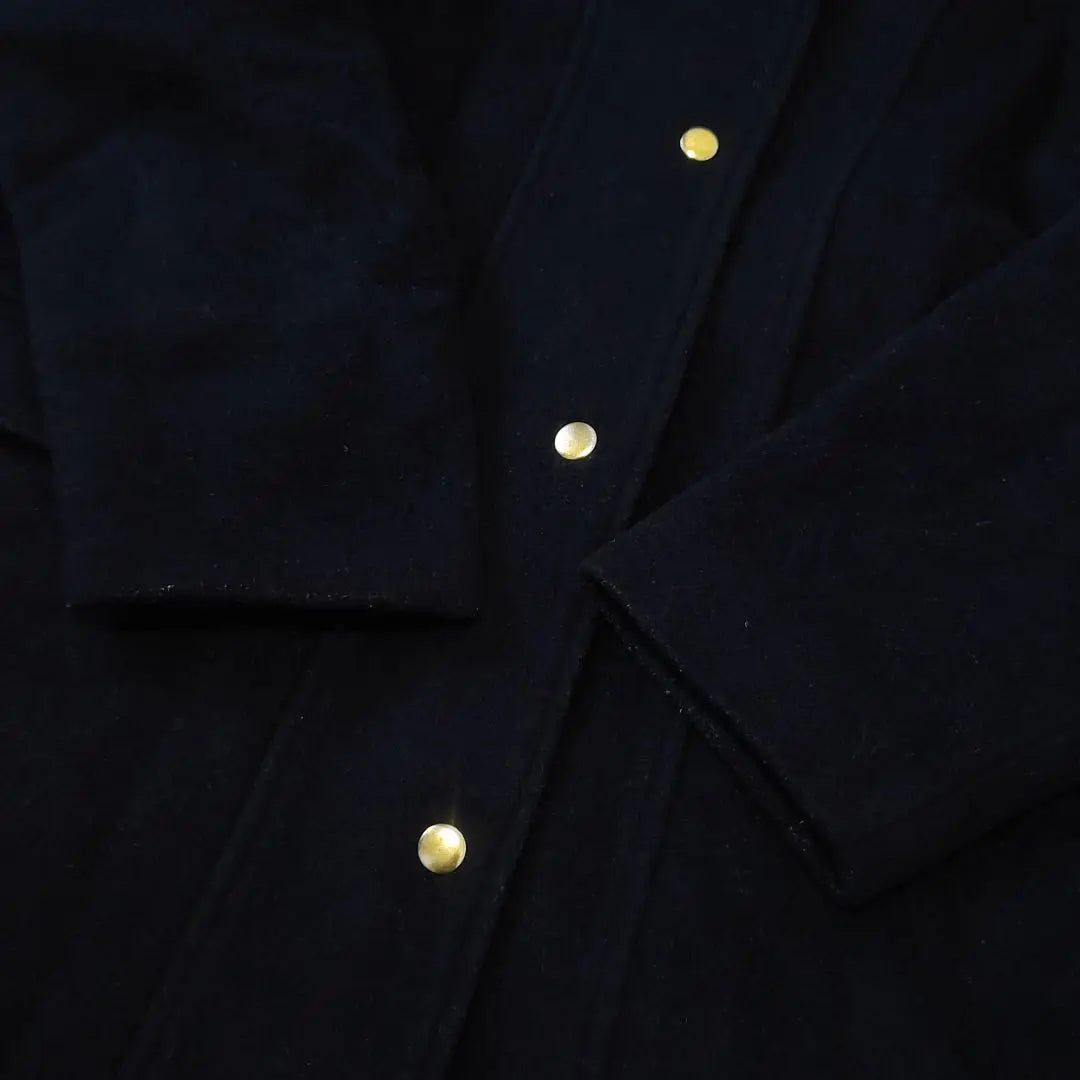 [Repsim] Hooded box coat, gold button, loose, casual navy