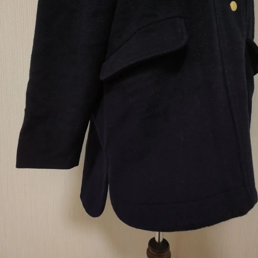 [Repsim] Hooded box coat, gold button, loose, casual navy