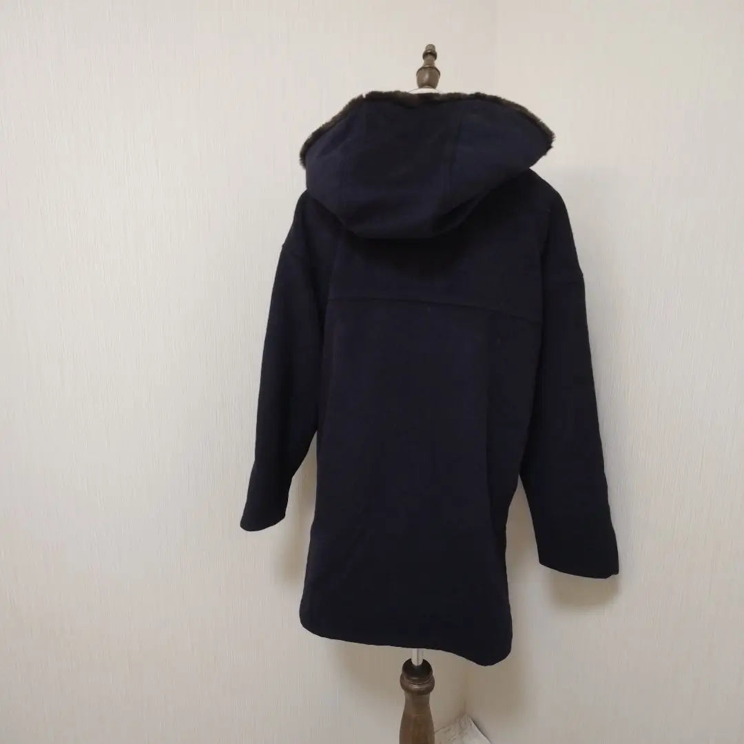 [Repsim] Hooded box coat, gold button, loose, casual navy