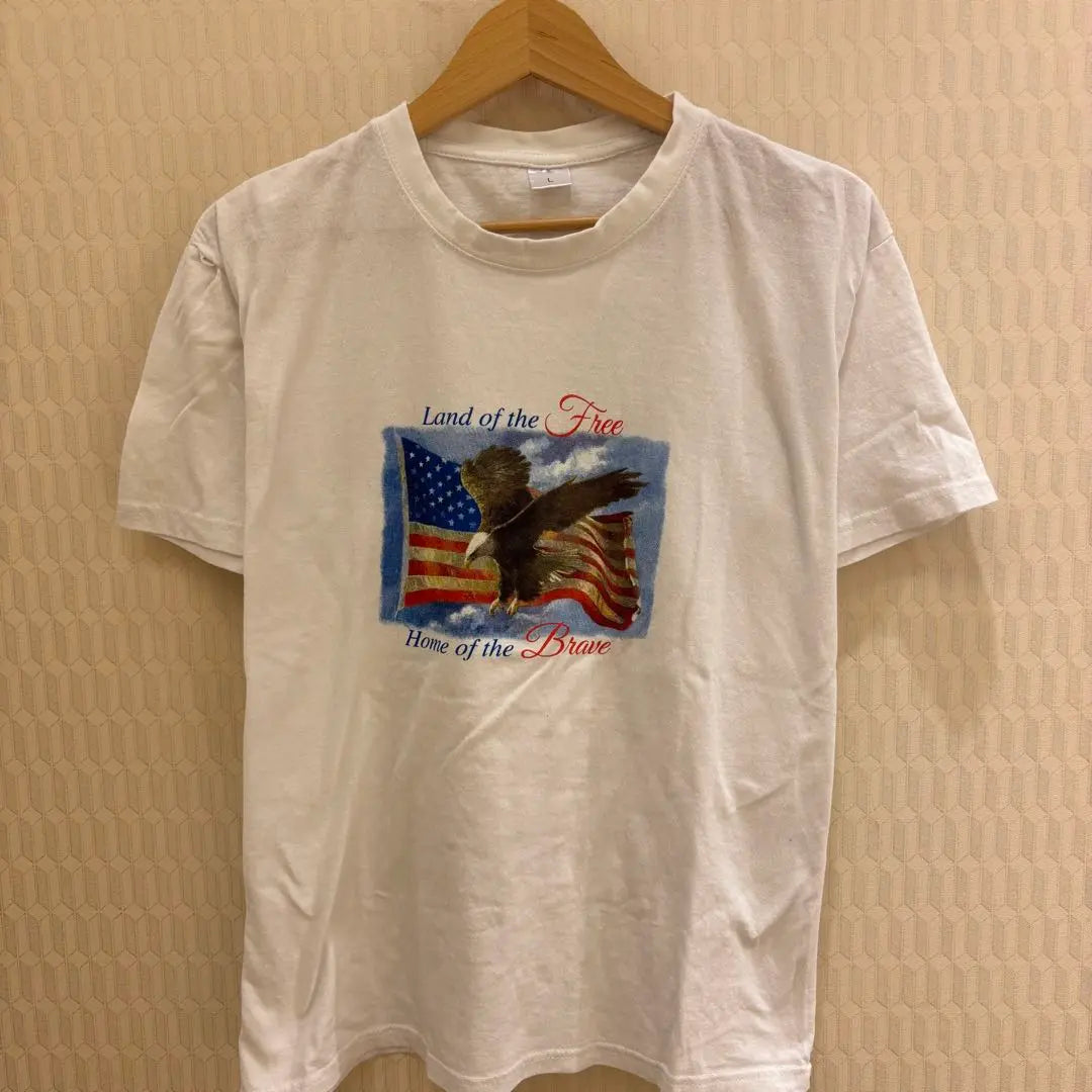 Camiseta de ropa vieja de EE. UU. Camiseta con estampado grande y pequeño para mujer con estampado blanco | EE.UU. 古着 Tシャツ ビックプリント 小さめ レディース ホワイト プリントT