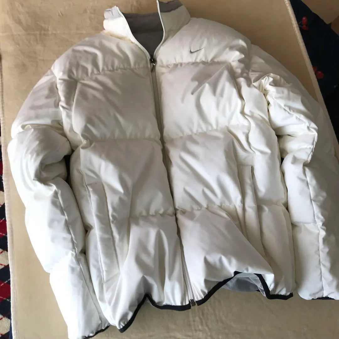 Nike authentic reversible down jacket XL size white x gray color