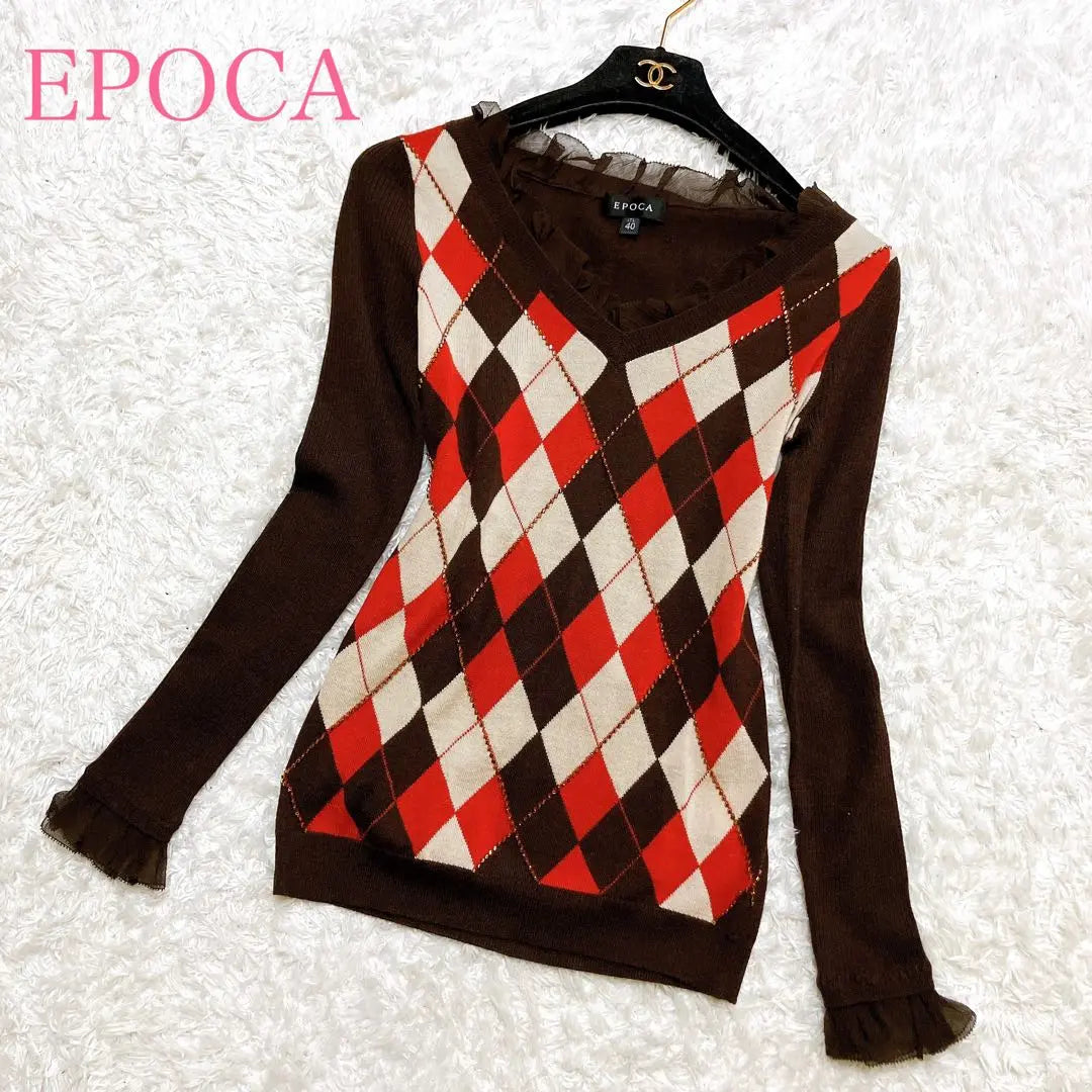 Beautiful condition Epoca sweater knit Argyle pattern Cashmere Silk 40 M