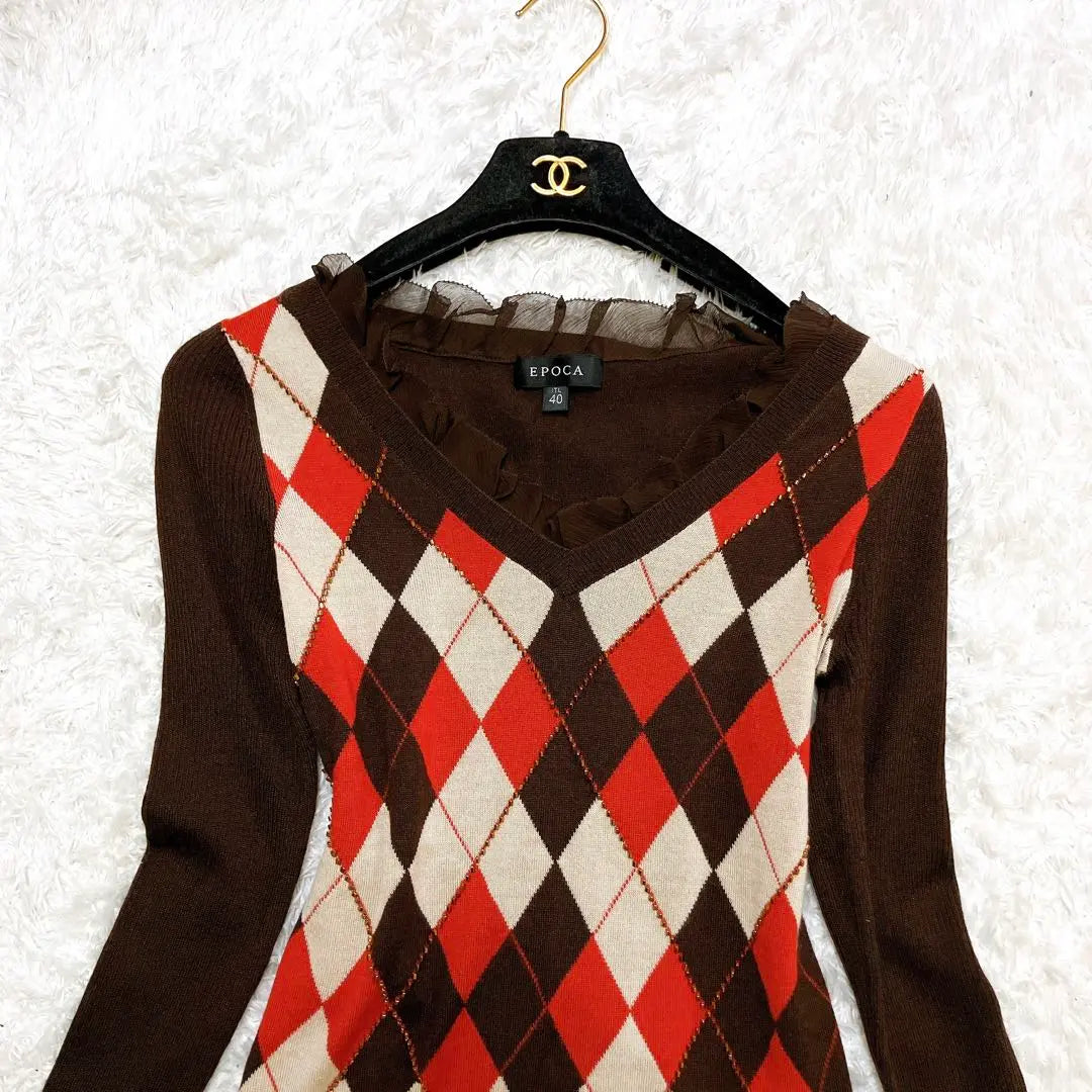 Beautiful condition Epoca sweater knit Argyle pattern Cashmere Silk 40 M