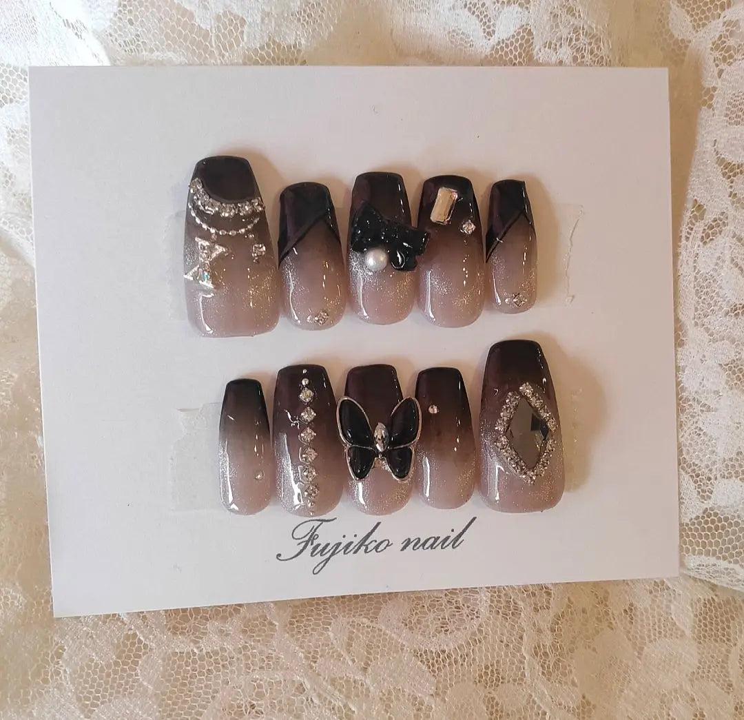 Black Gradient French Magnet Korean Mass Production Type Favorite Nail Tip