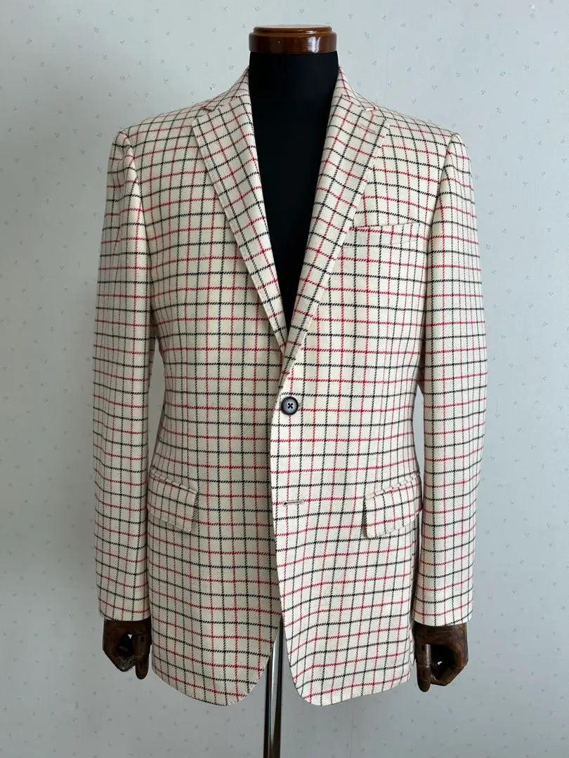 Durban Ivory Red and Black Check Tailored Jacket Size A6