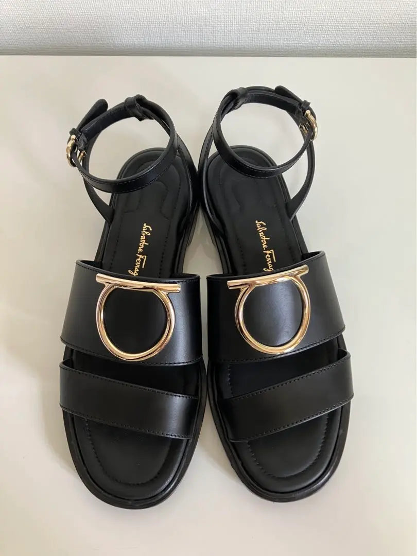 Ferragamo Gancini Flat Sandals 5D 22.5cm