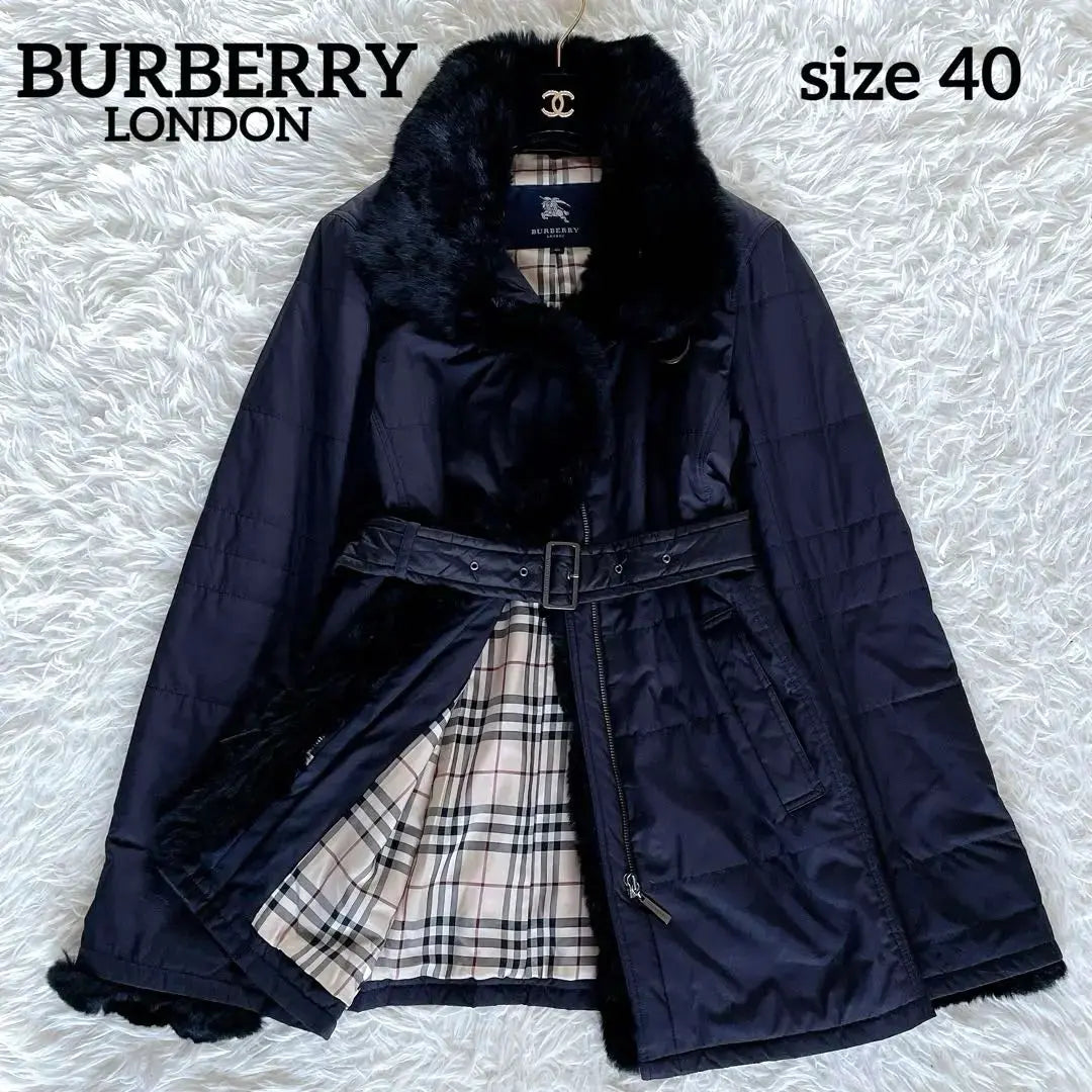 Raro ✨ [Burberry London] Rabbit Farbelt 2WAY Catest Coat Black Nova check | 希少✨【バーバリーロンドン】ラビットファーベルト2way中綿コート黒ノバチェック