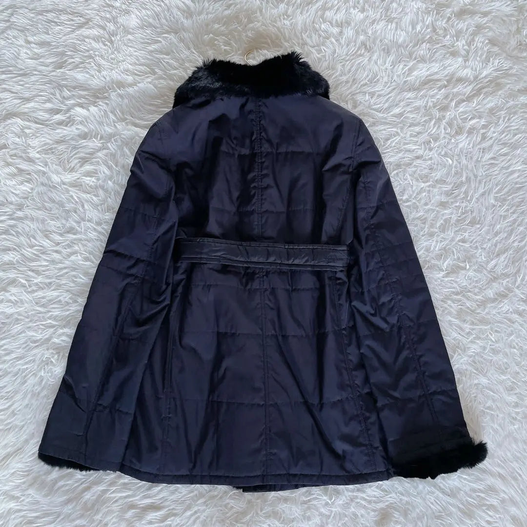 Raro ✨ [Burberry London] Rabbit Farbelt 2WAY Catest Coat Black Nova check | 希少✨【バーバリーロンドン】ラビットファーベルト2way中綿コート黒ノバチェック