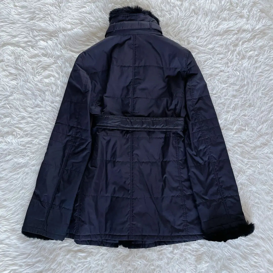 Rare ✨ [Burberry London] Rabbit Farbelt 2WAY Catest Coat Black Nova check | 希少✨【バーバリーロンドン】ラビットファーベルト2way中綿コート黒ノバチェック