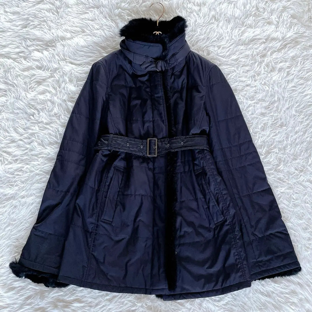 Raro ✨ [Burberry London] Rabbit Farbelt 2WAY Catest Coat Black Nova check | 希少✨【バーバリーロンドン】ラビットファーベルト2way中綿コート黒ノバチェック