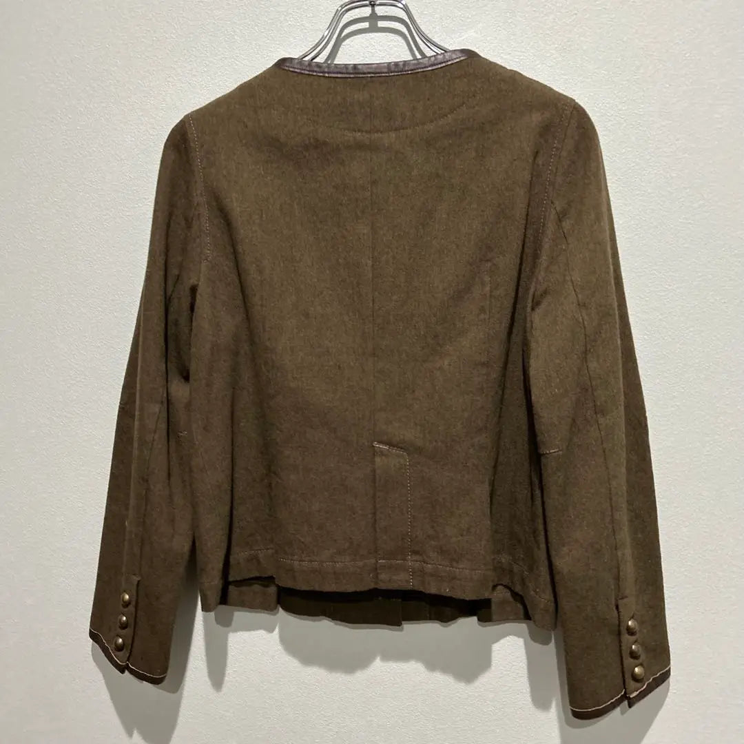 [Etaminne] No -color jacket brown khaki used clothes Bolero | 【etaminne】ノーカラージャケット　ブラウン　カーキ　古着　ボレロ