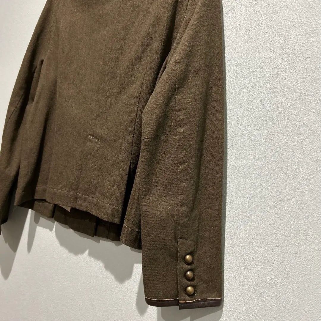 [Etaminne] No -color jacket brown khaki used clothes Bolero | 【etaminne】ノーカラージャケット　ブラウン　カーキ　古着　ボレロ