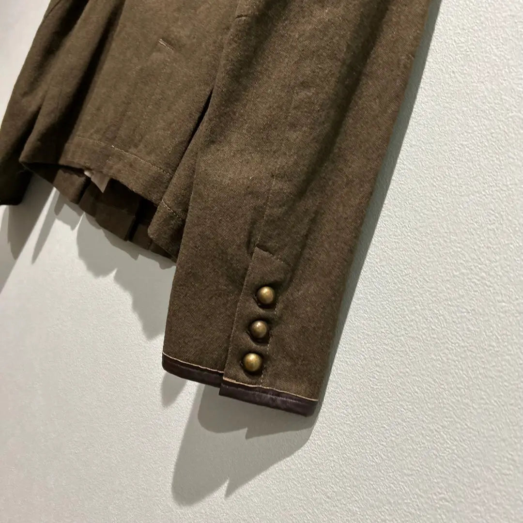 [Etaminne] No -color jacket brown khaki used clothes Bolero | 【etaminne】ノーカラージャケット　ブラウン　カーキ　古着　ボレロ