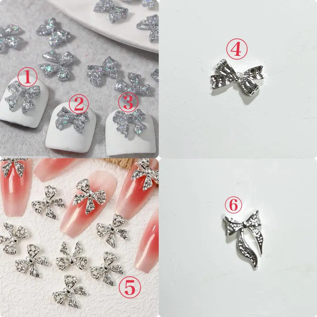 [013] Nail chip mirror heart ribbon glitter pink