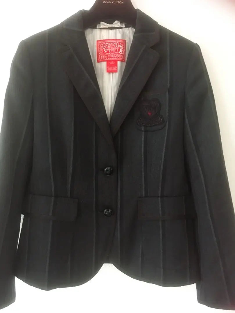 COACH striped wool tailored jacket with patch