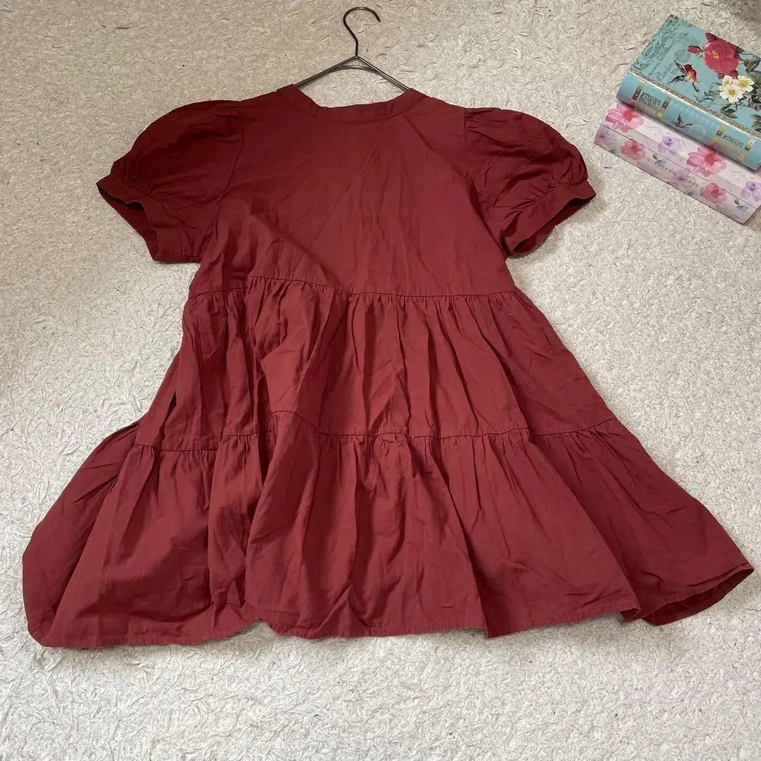 Heather ♡Tiered Tunic Peplum Tops Brown 100% Cotton | Heatherヘザー♡ティアードチュニック ペプラムトップス 茶色 綿100%