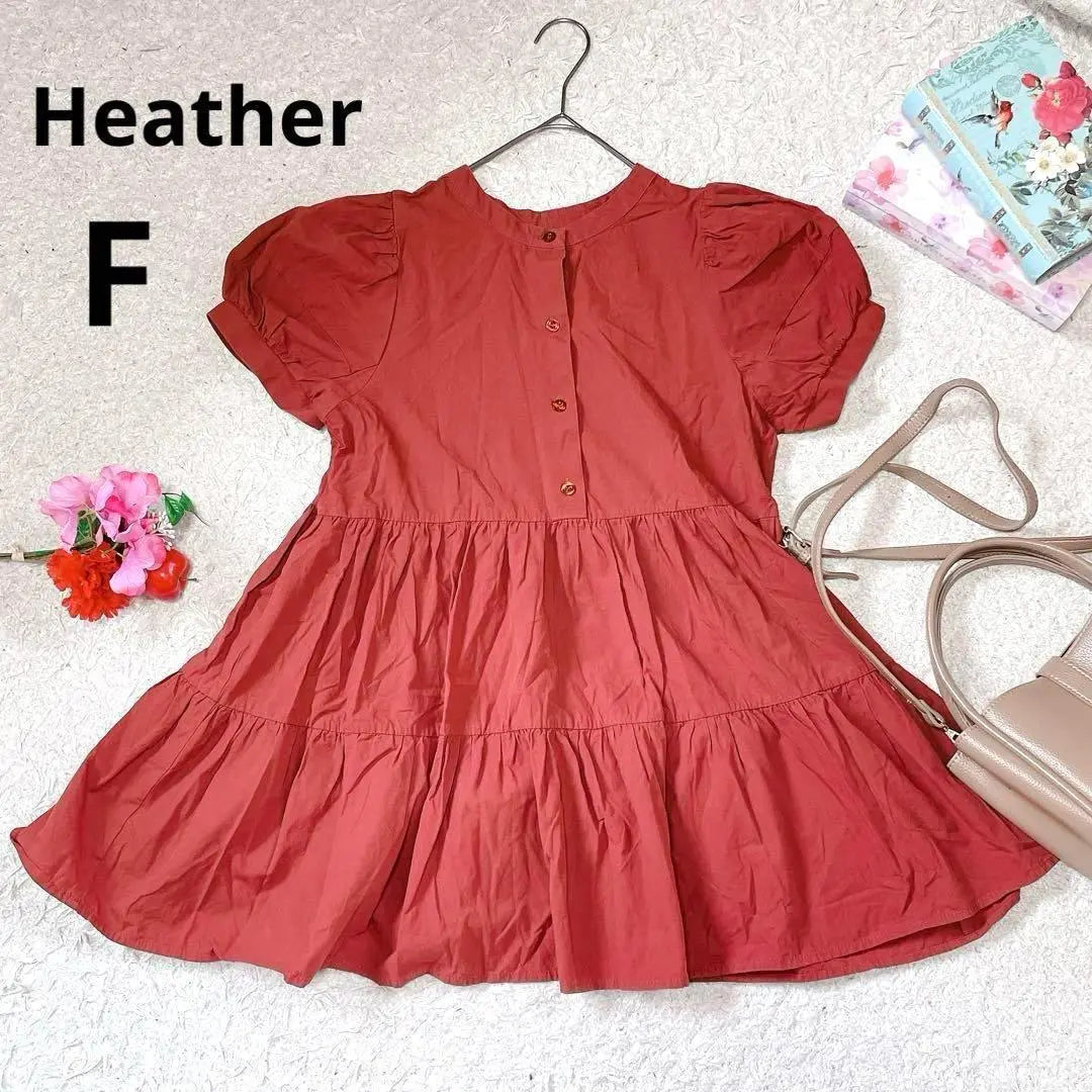 Heather ♡Tiered Tunic Peplum Tops Brown 100% Cotton | Heatherヘザー♡ティアードチュニック ペプラムトップス 茶色 綿100%