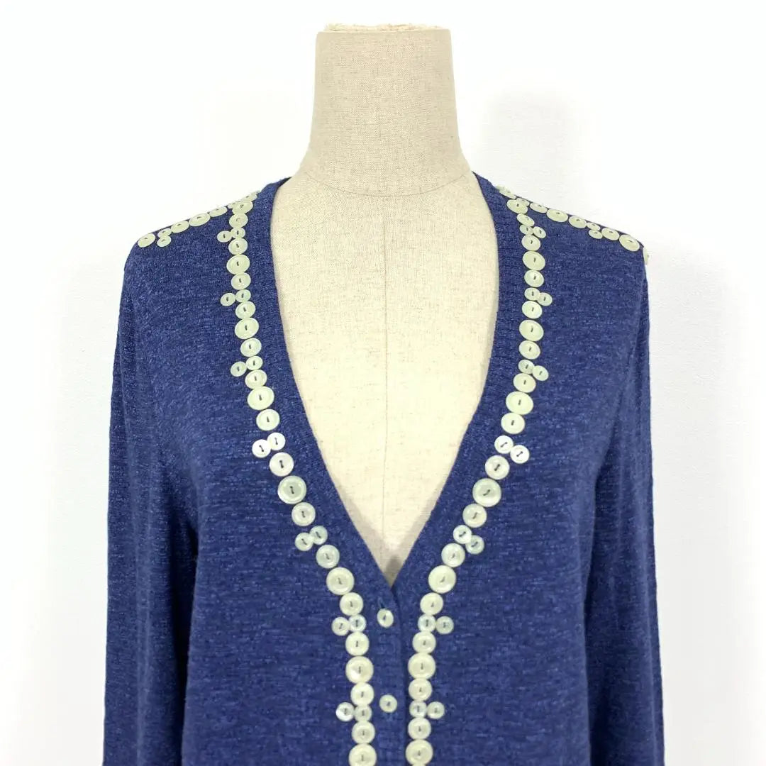 LA4742 Escada Long Sleeve Design Knit Cardigan Navy 40 | LA4742 エスカーダ 長袖デザインニットカーディガン ネイビー 40