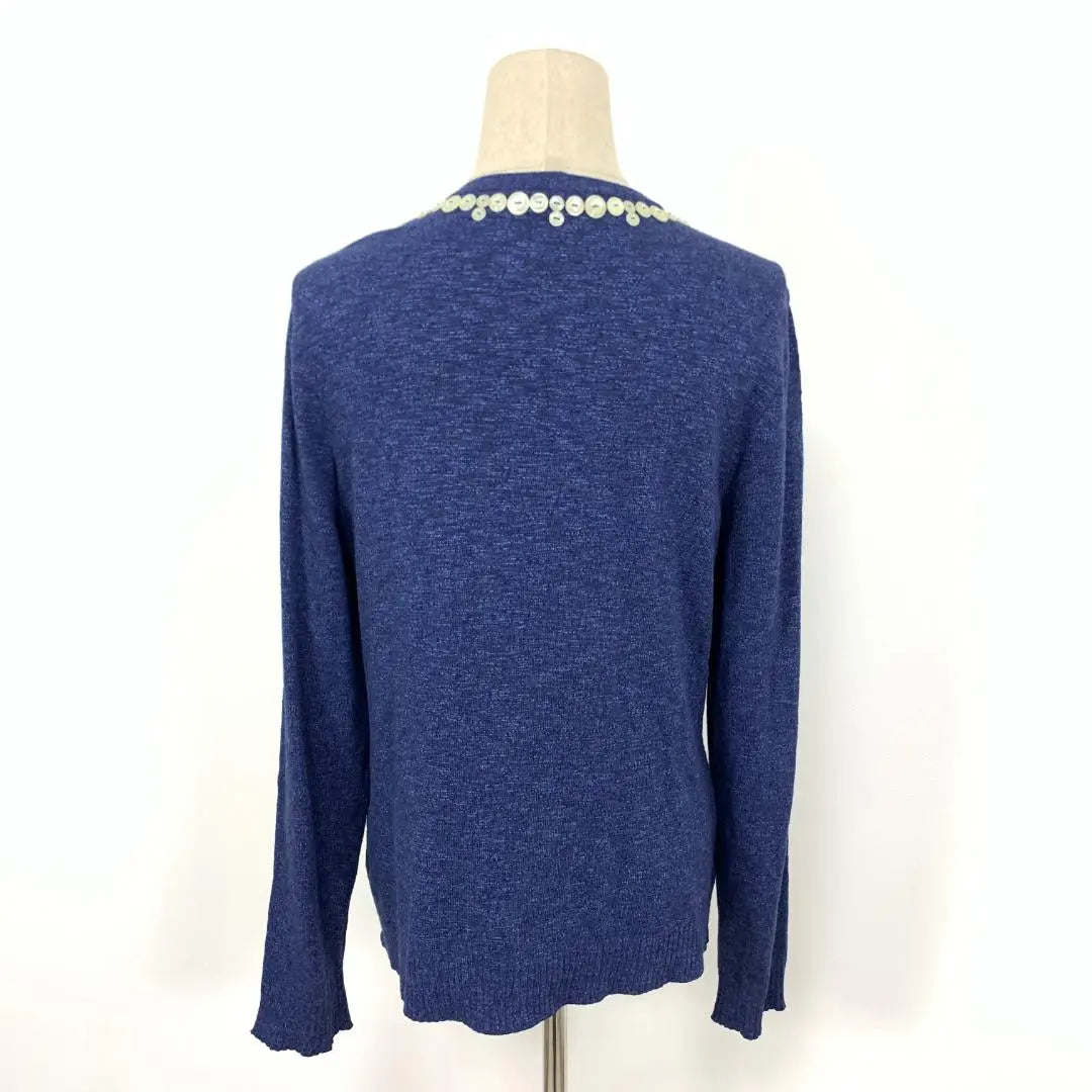 LA4742 Escada Long Sleeve Design Knit Cardigan Navy 40 | LA4742 エスカーダ 長袖デザインニットカーディガン ネイビー 40