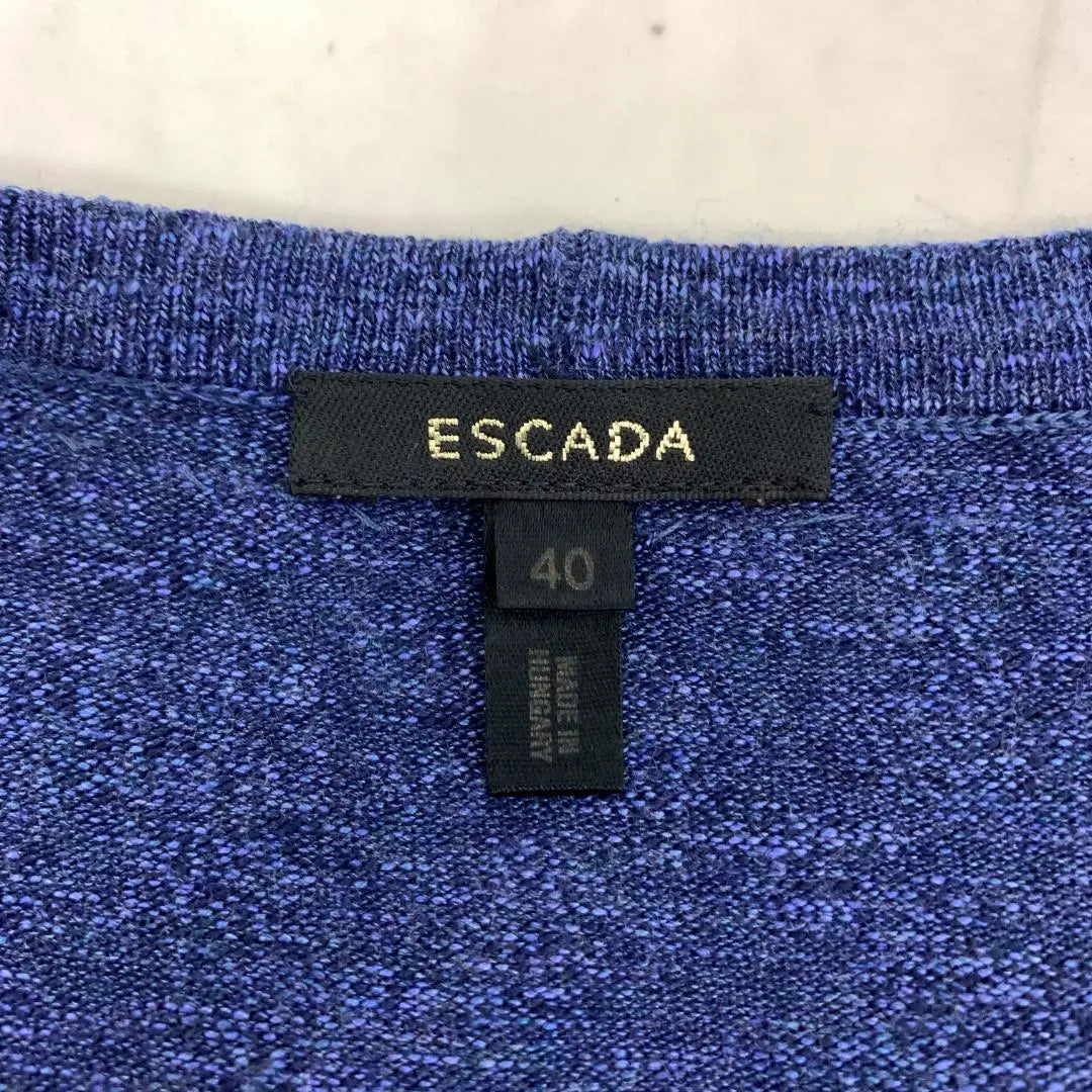 LA4742 Escada Long Sleeve Design Knit Cardigan Navy 40 | LA4742 エスカーダ 長袖デザインニットカーディガン ネイビー 40