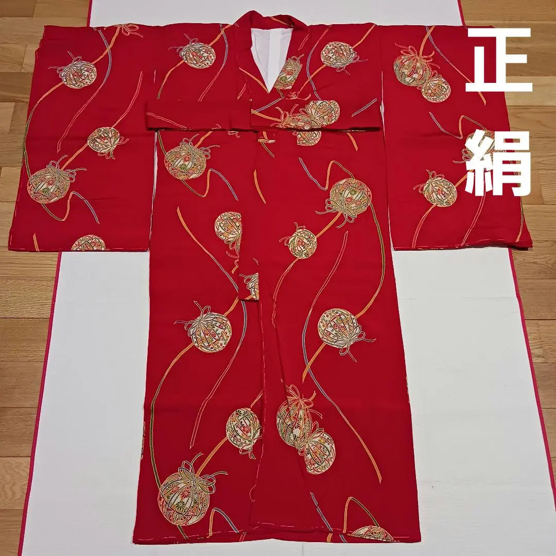 [Re-price reduction! 】Custom-made pure silk, girls, kimono, shrine visit, Shichi-Go-San, with long undergarment