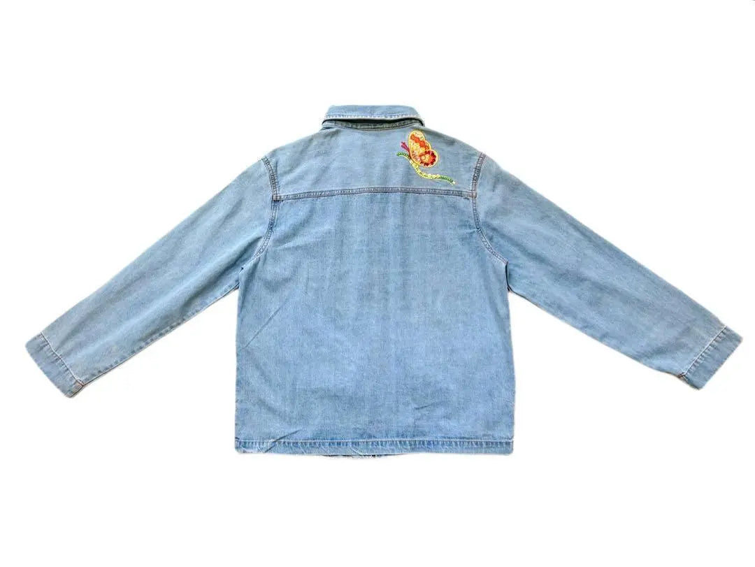 Denim jacket, embroidery, butterfly, light blue, decoration, long sleeves, spring, autumn