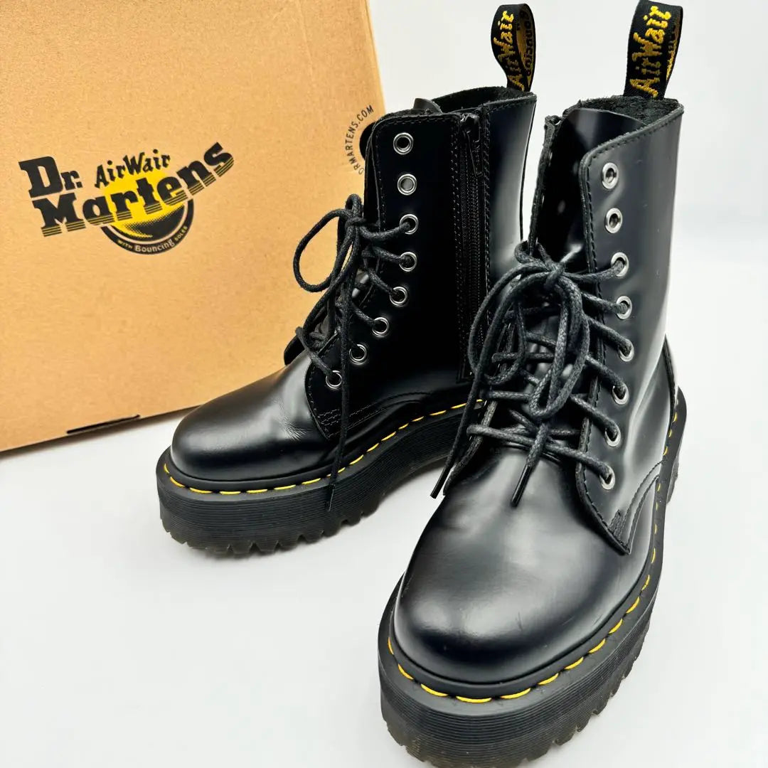 Productos hermosos ✨ Dr.Martens 8 Hole Boots Village Black UK3 Con caja de almacenamiento | 美品✨Dr.Martens 8ホールブーツ 厚底 ブラック UK3 保存箱付き