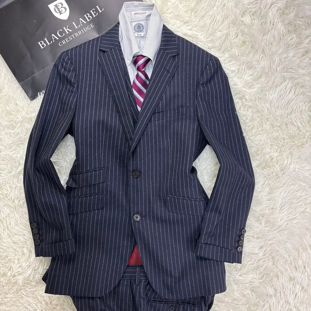 Unused ★ Black Label Crest Bridge Suit Sleep Piece 36R Make Makeow Table | 未使用級★ブラックレーベルクレストブリッジ スーツ スリーピース 36R 水牛釦