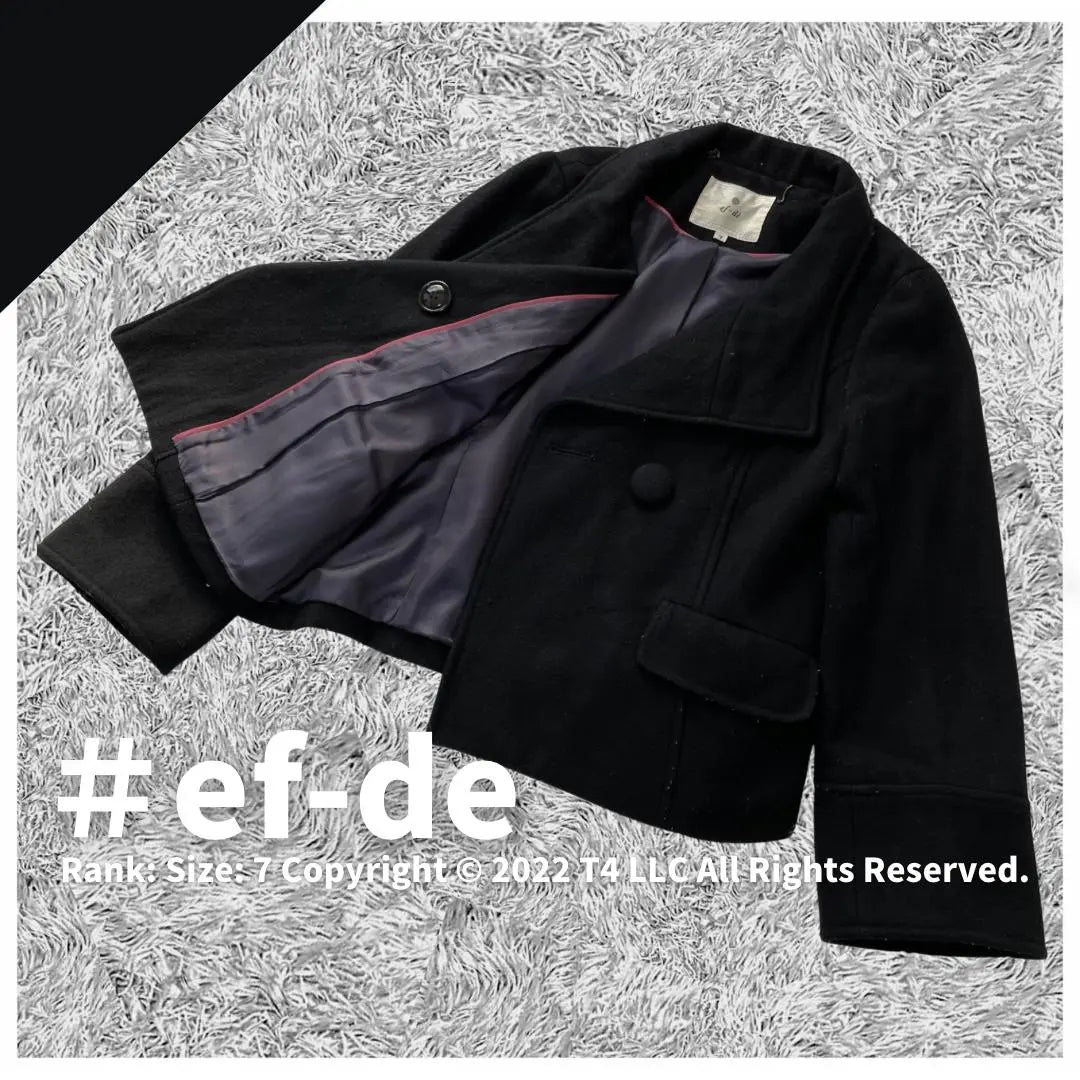 ef-de short coat 90% wool black stylish ✓2034