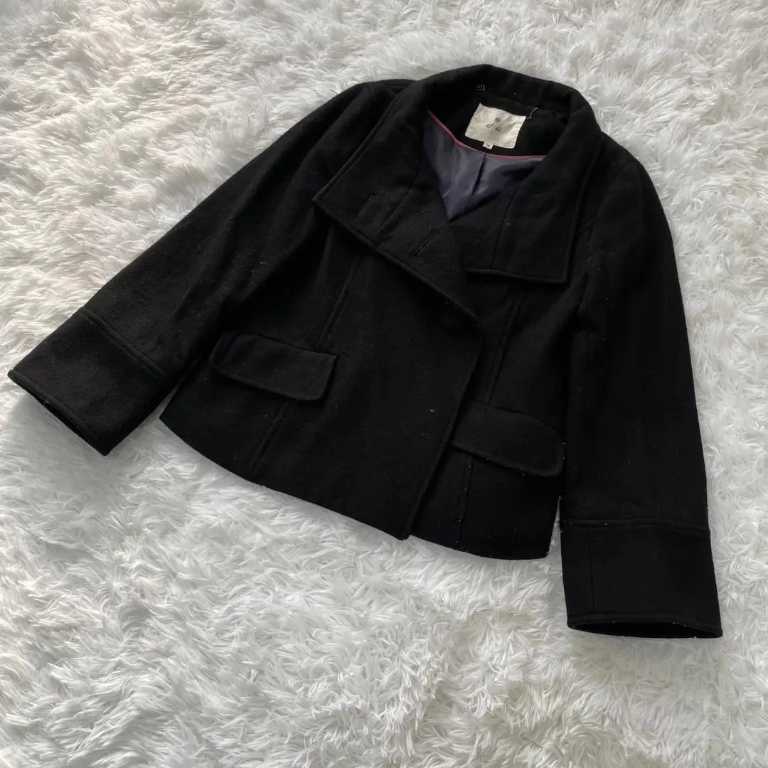 ef-de short coat 90% wool black stylish ✓2034