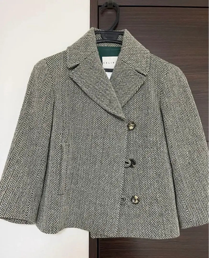 ★CELINE★ Celine No. 38 Herringbone Pee Coat Short